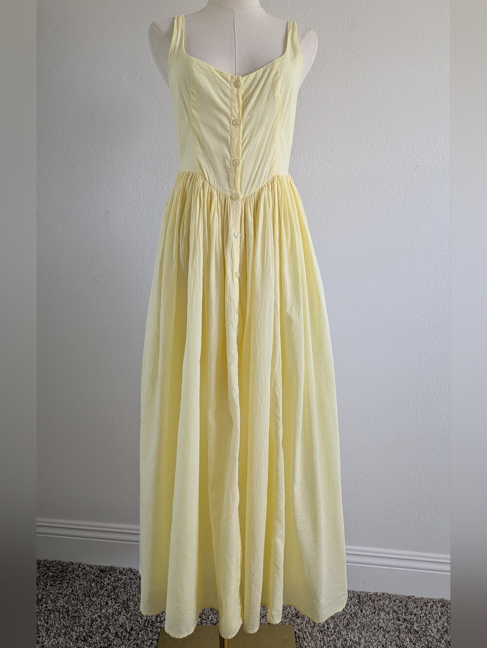ASOS Pale Yellow Button-Front Maxi Dress